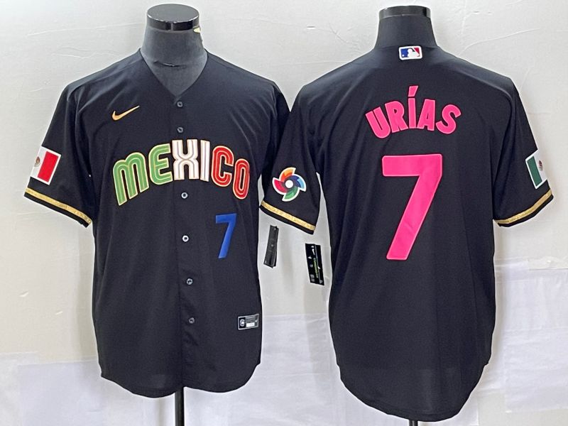 Men 2023 World Cub Mexico #7 Urias Black pink Nike MLB Jersey3->more jerseys->MLB Jersey